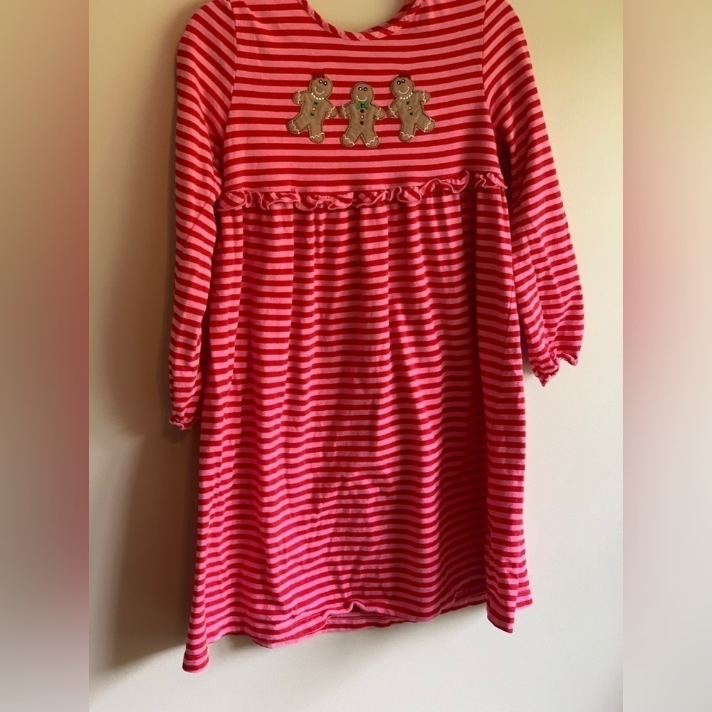 Girls JKahki 100% cotton Gingerbread dress 6x pink red excellent condition